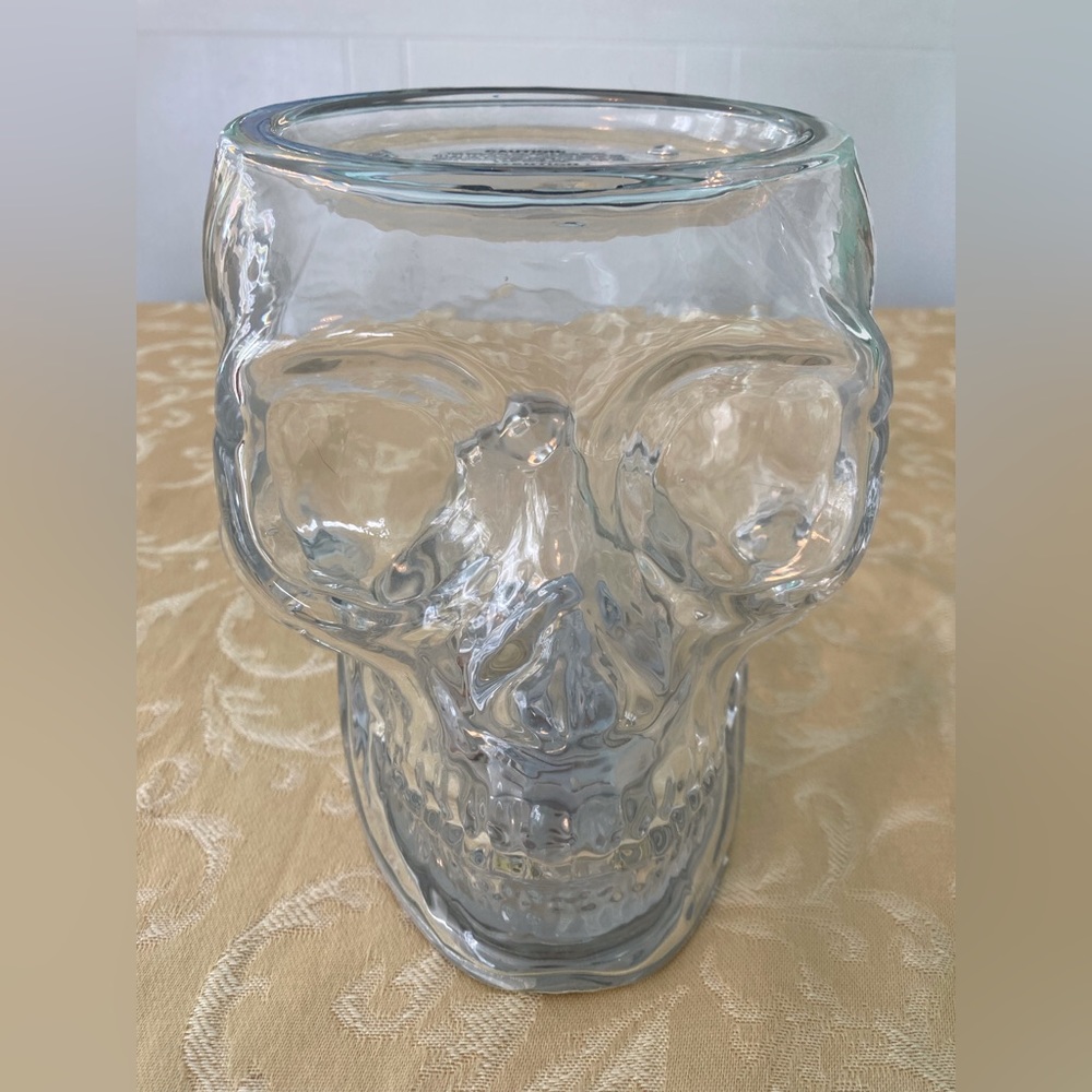 Bath & Body Works Clear Glass Skull Candle Holder